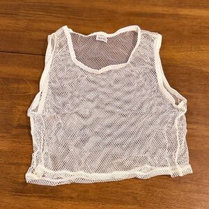White Mesh Crop Tank Top